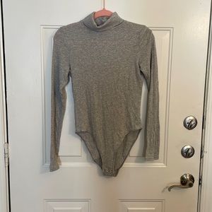Grey Aerie Ribbed Turtleneck Long sleeve Bodysuit
